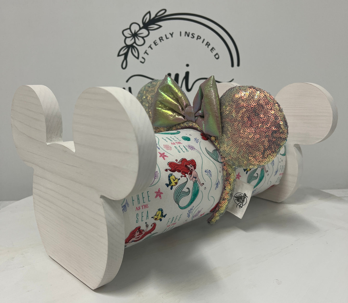 Ariel at Sea Inspired Headband Holder – Freestanding or Wall Mounted Wood Display Rack for Minnie Mickey Ears –Organizer for Disney Parks Headbands