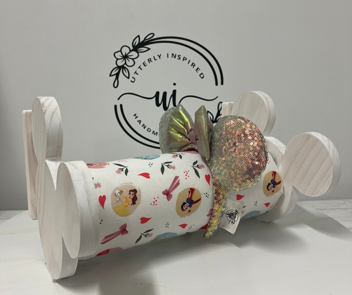 Princess Watercolor Inspired Headband Holder – Freestanding or Wall Mounted Wood Display Rack for Minnie Mickey Ears –Organizer for Disney Parks Headbands