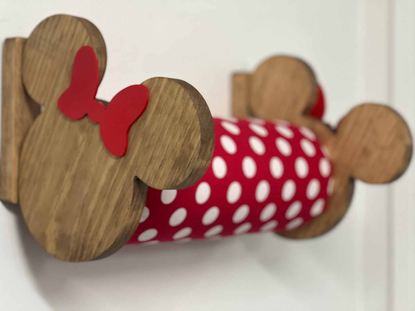 Red & White Polka Dot Minnie Mouse Inspired Headband Holder – Freestanding or Wall Mounted Wood Display Rack for Minnie Mickey Ears –Organizer for Disney Parks Headbands