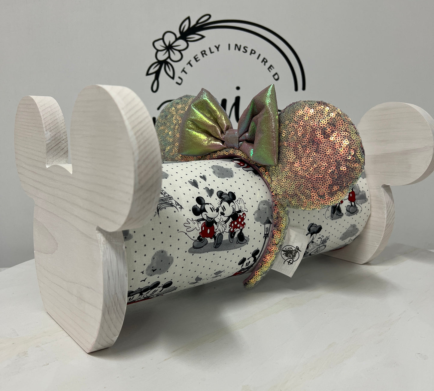 Love in Paris, Mickey & Minnie Inspired Free Standing or Wall Mountable Minnie Mickey Ears –Organizer for Disney Parks Headbands