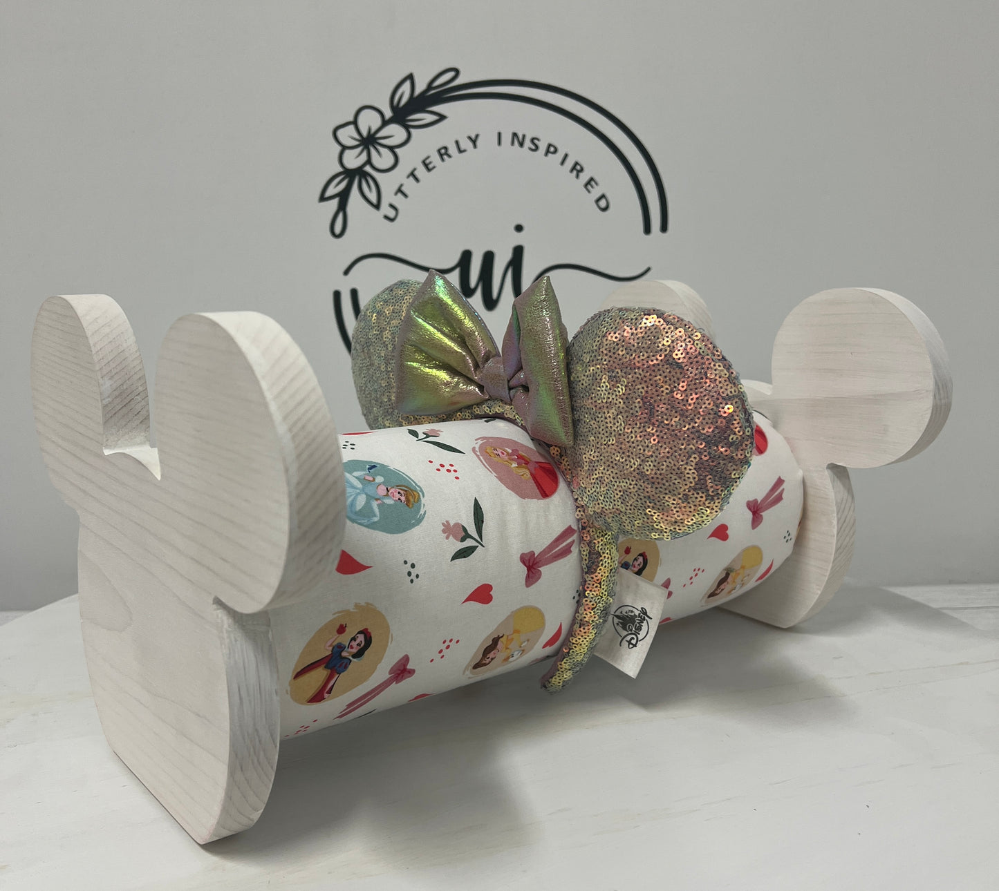 Princess Watercolor Inspired Headband Holder – Freestanding or Wall Mounted Wood Display Rack for Minnie Mickey Ears –Organizer for Disney Parks Headbands