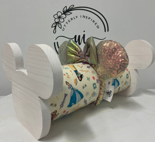 Princess Inspired Headband Holder – Freestanding or Wall Mounted Wood Display Rack for Minnie Mickey Ears –Organizer for Disney Parks Headbands