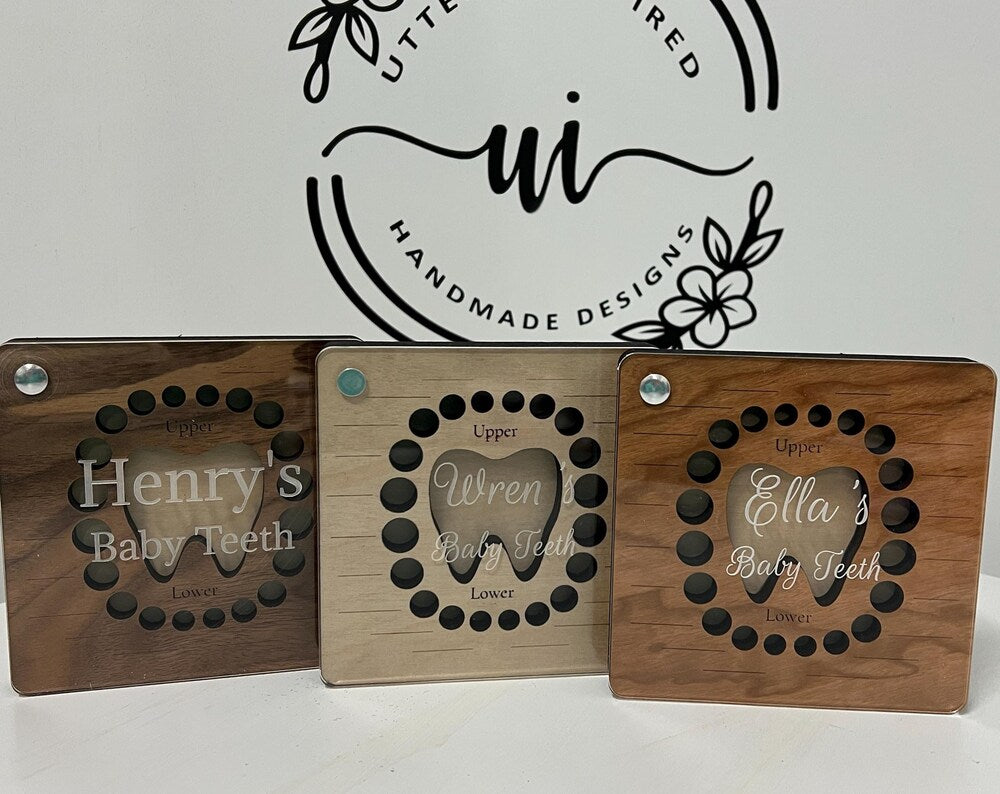 Personalized Wooden Baby Teeth Storage Box